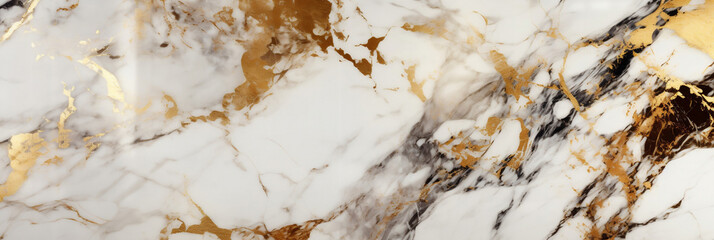 golden white marble background texture, banner, generative AI