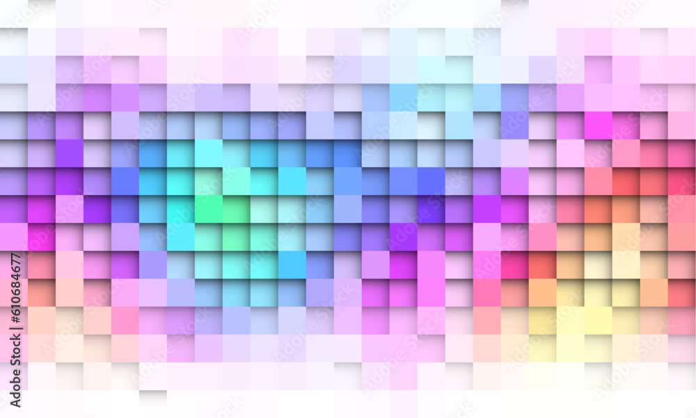 Fototapete abstract spectrum colorful bottom mosaic with white copy space.