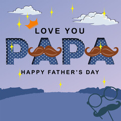 happy fathers day paper cut out illustration