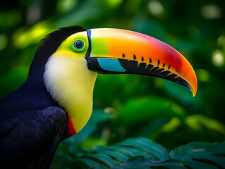 green-red coloured Toucan in the forest