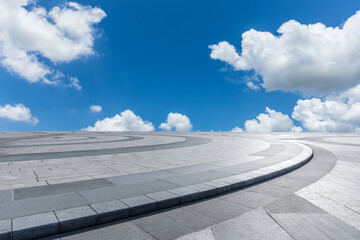 Empty square platform and sky cloud background