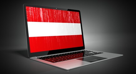 Austria - country flag and binary code on laptop screen - 3D illustration