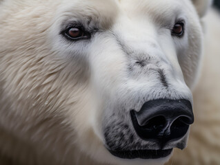 close up of a white polar bear in the wild