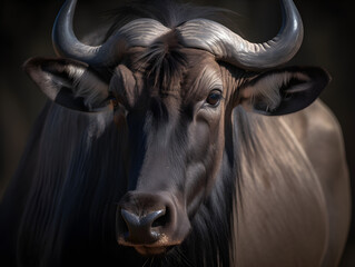 close up of Blue wildebeest in the nature