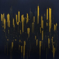 Illustration of a city skyline made of gold. Artwork created with Generative AI