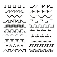 Border line geometric shape element, horizontal zigzag seamless pattern stroke outline illustration