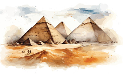 Pyramid of pyramids watercolor.