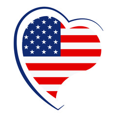 Flag of the United States in the shape of a heart. Illustration
