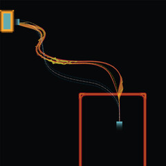illustration of a switch on a black background.  data transfer speed from the processing chip. Illustration of fast data transfer technology in the world of communication.