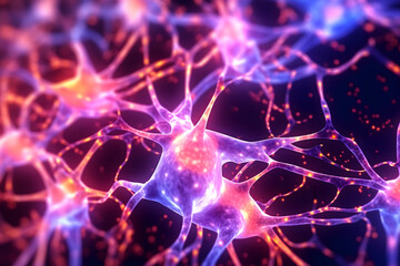 Naklejka premium brain and nerve cells electrical pulses Neurons electrical pulses. Interconnected neurons with electrical pulses