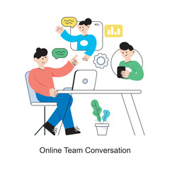 Online Team Conversation Flat Style Design Vector illustration. Stock illustration