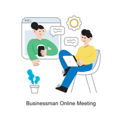 Businessman Online Meeting Flat Style Design Vector illustration. Stock illustration