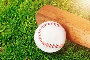 Sports baseball ball on green grass