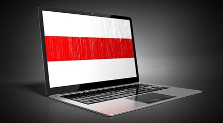 Belarus - country flag and binary code on laptop screen - 3D illustration