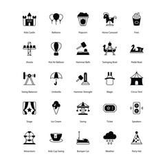 Amusement Park related icon set