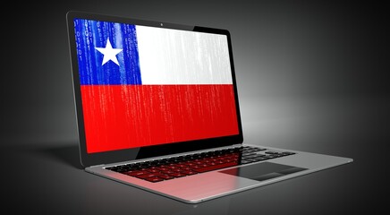Chile - country flag and binary code on laptop screen - 3D illustration