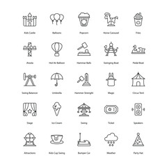 Amusement Park related icon set