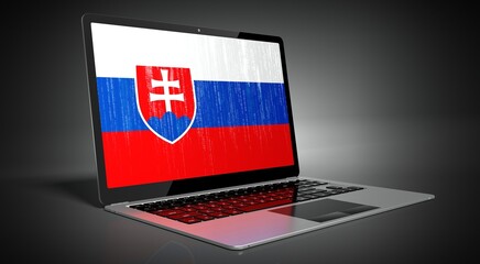 Slovakia - country flag and binary code on laptop screen - 3D illustration