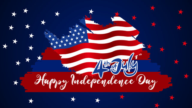 4th of july independence day background. Happy independence day with american flag, stars, typography style. Vector illustration