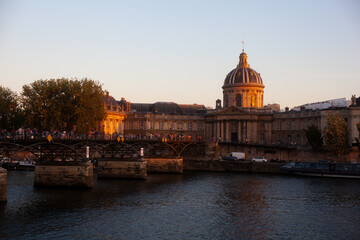 Fototapeta premium Pont des Arts Artists bridge of Paris with the Institut de France in the background