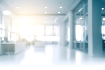 Fototapeta na wymiar Blurred abstract background from office, modern lights, spacious business room 