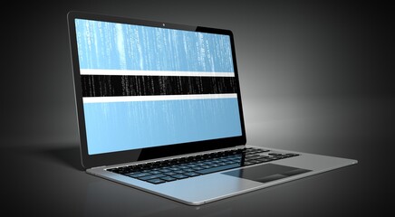 Botswana - country flag and binary code on laptop screen - 3D illustration