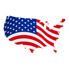Map and flag of USA.