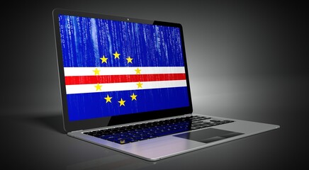 Cape Verde - country flag and binary code on laptop screen - 3D illustration