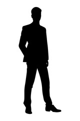 Obraz premium Man in suit silhouette isolated on white background. Vector illustration