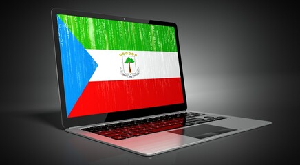 Equatorial Guinea - country flag and binary code on laptop screen - 3D illustration