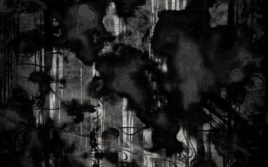 Abstract light cracked dirty wall with grunge spread grey splash city. Scratched paint texture set. in scary design, grunge messy blob back to school and ink spatter in historic shabby design	
