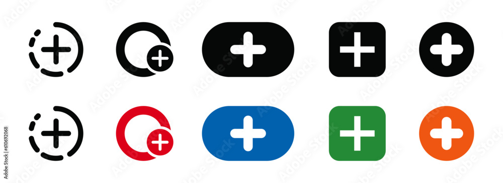 Poster more icon set isolated on white background. more icon. set of upload, plus icons vector illustration