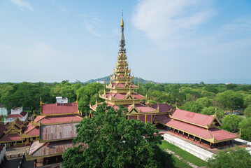 Fototapeta na wymiar Mandalay Palace located in Myanmar, is the last royal palace of the last Burmese monarchy.