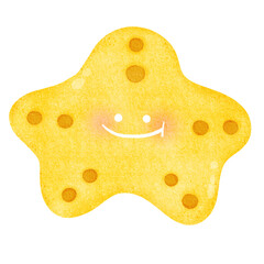 Cartoon cute starfish smile. Vector funny sea animal. Flat icon.