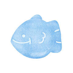 Isolated cute sea fish. Hand drawn cute fishes in flat style. Vector illustration for icon, logo, print, icon, card, emblem, label. Aquarium.