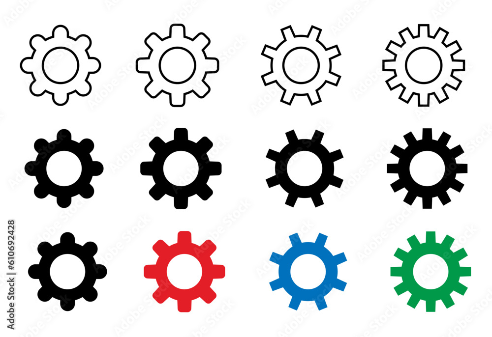 Aufkleber gear/settings icons set isolated on white background. collection of vector configuration settings ic