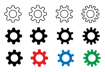 Gear/settings icons set isolated on white background. Collection of Vector Configuration Settings Icon Symbol. 