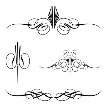 Set of Decorative vintage frames and borders set. Ornamental Rule Lines in Different Design. Vector illustration
