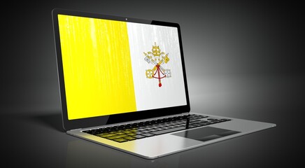 Vatican City - country flag and binary code on laptop screen - 3D illustration