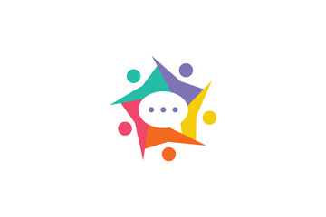 family people group, human group chat unitary logo vector icon