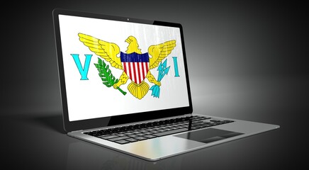 American Virgin Islands - country flag and binary code on laptop screen - 3D illustration