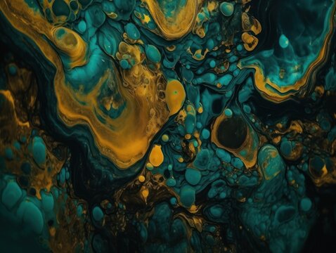 Bright fluid marble paint pattern Dynamic liquid shapes background created with Generative AI technology. © Denis Darcraft