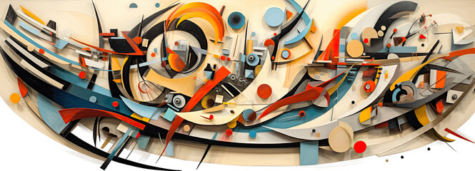 Generative AI illustration of multicolored abstract background with various shapes and colors representing different sizes forming bright ornament