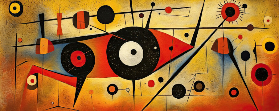 Generative AI illustration of abstract background with various colorful geometric shapes and lines forming bright ornament