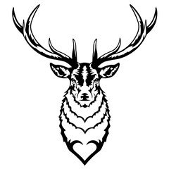 Naklejka premium Deer Head SVG, Deer face SVG, Deer Hunting SVG, Deer silhouette