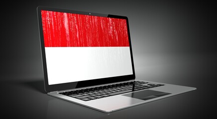 Monaco - country flag and binary code on laptop screen - 3D illustration