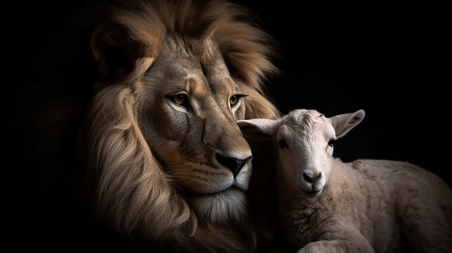 rei leão e o cordeiro, simbolo da fé cristã, amor entre as nações 