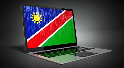 Namibia - country flag and binary code on laptop screen - 3D illustration