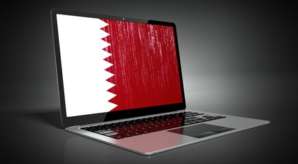 Qatar - country flag and binary code on laptop screen - 3D illustration