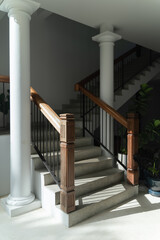 Naklejka premium Staircase to the 2nd floor with light and shadow